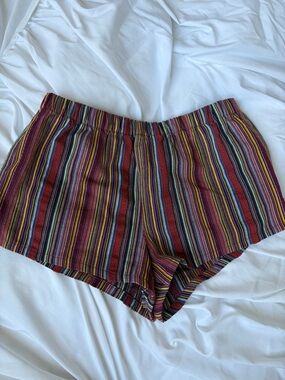 Forever 21 Striped Multicolor Elastic Waist Athletic Shorts